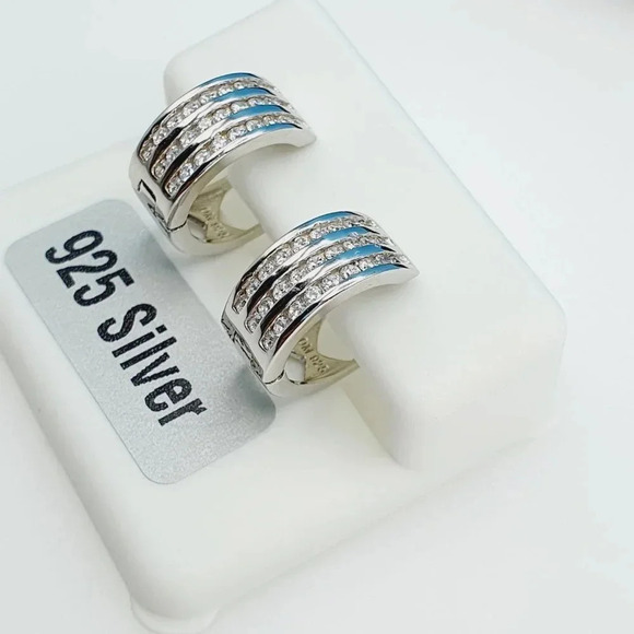 "925 Sterling Silver Cubic Zirconia Earrings, UU1P6A6158 - Picture 10 of 11